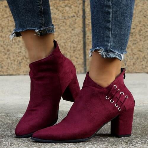 Women Ankle Boots 2021 Fashion Boots Woman Autumn Winter Pointed Toe High Heels Fashion Female Shoes Booties Females Botas Mujer