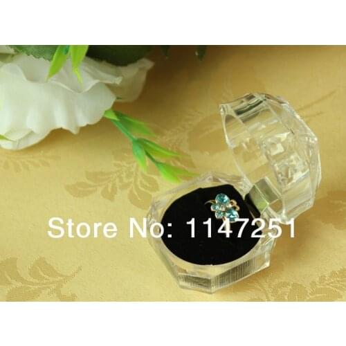 120Pcs/lot Acrylic Clear Ring Box Transparent Black Ear Studs Earrings Box Case Gift Box Jewelry Packaging Boxes Wholesale