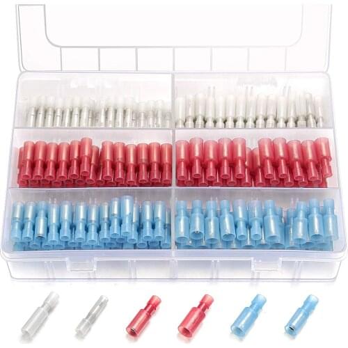 220X Bullet Fully Insulated Crimp Terminals Male & Female Electrical Wire Quick Splice Butt Connectors Kit Assortment AWG24-10