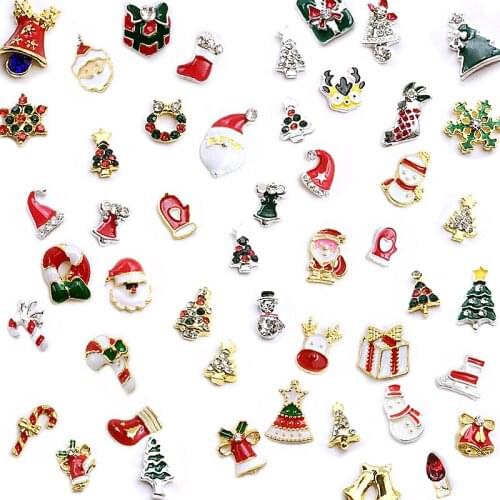 50pcs/pack Japan Korea Christmas 3D Nail art Decorations Alloy Mixed Styles Nail Parts Charm Nail Accessories DIY Nail Supplies