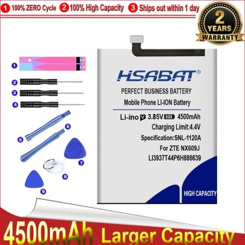 HSABAT 0 Cycle 4500mAh Li3937T44P6h886639 Battery for ZTE Nubia Red Magic / Red Magic Mars / Red Devil / NX609J Accumulator