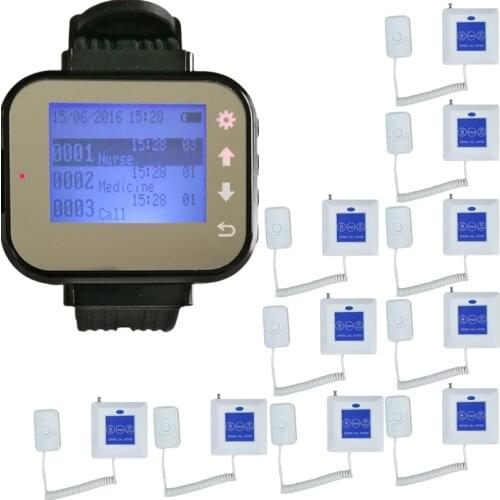 Wireless nurse calling system watch wireless calling receiver waiter caller 1 smart watch pager with 10 touchable bells