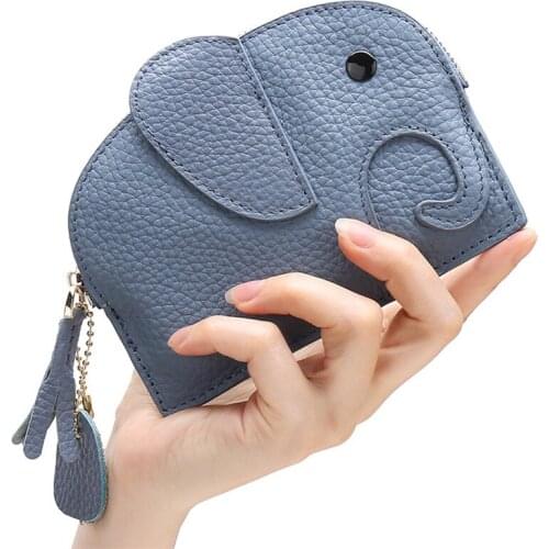 Brand Desinger Tassel Women Small Short Genuine Leather Wallet Ladies Mini Elephant Design Purse Cute Money Coin Bag For Girls