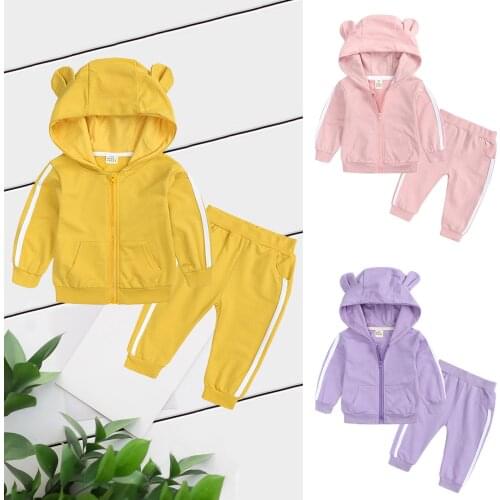Korean Breif Boys Girs Cotton Sweatershirt Clothing Set 2021 Spring Children Tracksuit Baby Kids Tops Zipper Sweatshirt+ Sweat p