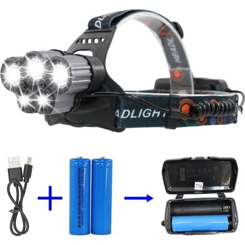 By dhl 100set 5000 lumens 5T6 led headlamp XM L headlight 1 led head lamp camp hike emergency light fishing outdoor equipment