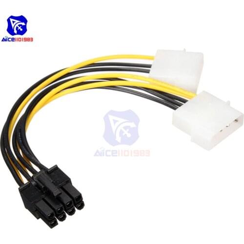 Dual Molex 16cm IDE 4PINx2 4PIN 4 PIN TO PCI-E 8PIN PCI-E Express Connector Converter Adapter Power Cable Wire