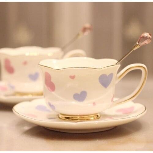 European coffee cup set bone china English afternoon porcelain tea party set cups and saucers Romantic love Phnom Penh Gifts