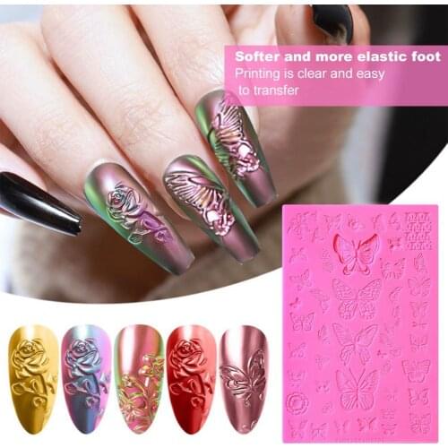 Nail Printing Mold 3D Relief Silicone Manicure DIY Carved Stamping Plate for Beauty