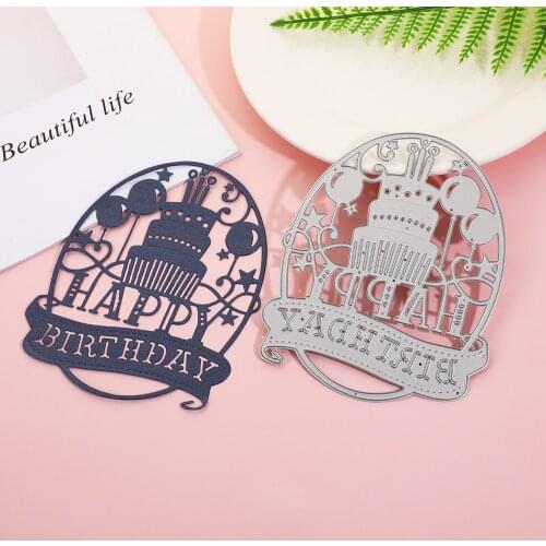 Happy Birthday Cake Cutting Dies Card Making Scrapbooking Die Cut Metal Embossing Stencil DIY Mold Papercraft Stamps And Dies