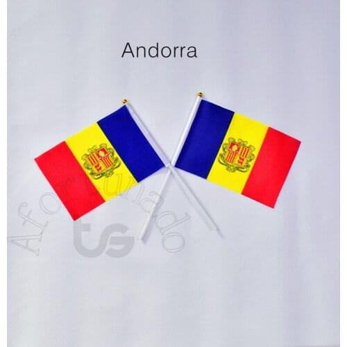 Andorra flag Banner 14*21cm hand waving National flag Home Decoration flag banner