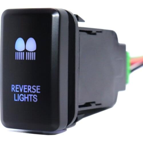 Reverse Lights Push Button Switch 12Volt 3Amp Blue LED ON OFF Switch with Connector Wire For Toyota Prado Landcruiser Hilux FJ C