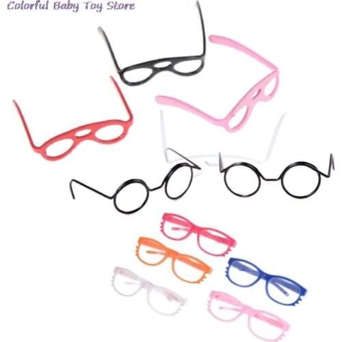1:12 Scale Dollhouse Plastic Glasses Retro Round Frame Lensless Toys Vintage Doll House Miniature Accessories Doll Accessories