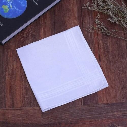 40x40cm Men Womens Fancy Woven Handkerchiefs Classic Pure White Cotton Hankies Stripes Jacquard Print Pocket Square Towel