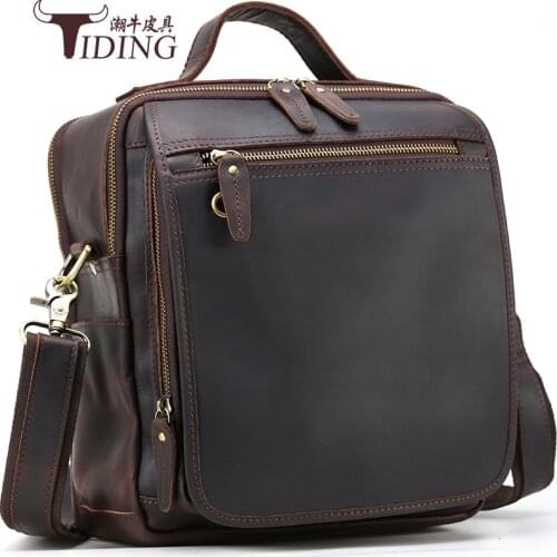 Man Shoulder Bags Real Leather Male Cow Leather Casual Business Vintage Hand Crossbody Bag