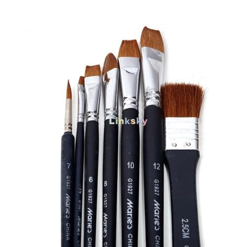 Maries G1927, Langhao Gouache Paintbrush, 7 Pcs/set, Special Line Drawing Brush for Oil Painting, art supplies for painting