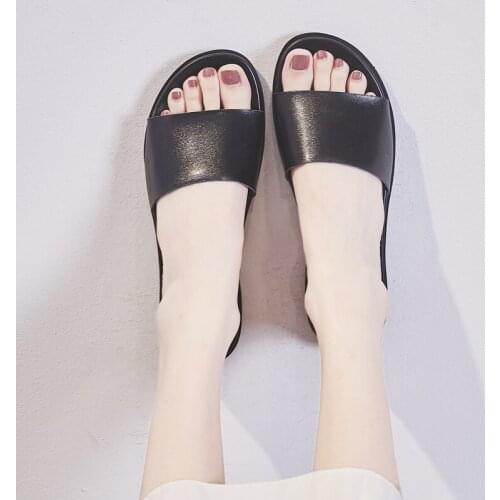 Shoes woman sandals flat casual shoes summer sandals women 2020 summer shoes genuine Slippers Genuine Leather Basic Solid