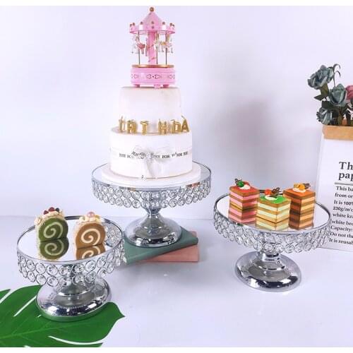 Silver Mirror Metal Round Cake Stand Wedding Birthday Party Dessert Cupcake Pedestal Display Plate Home Decor