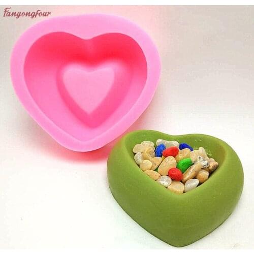 Love-shaped silicone mold pot plants, Candlestick sugar pudding chocolate cake mold DIY gypsum cement concrete silicone mold
