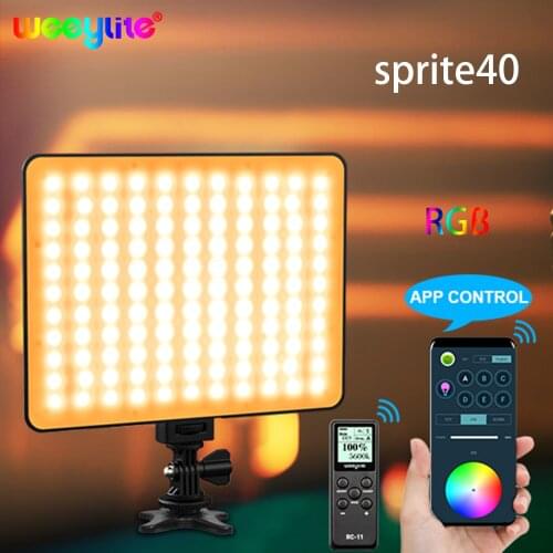 Weeylite sprite40 RGB Camera Video Light LED Panel Light with APP/Remote Control, Ultra-Thin Light for YouTube Game Live Stream