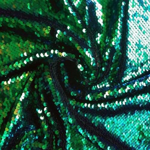 Mysterious Peacock Green 50x60cm Sequin Double-face Reversible Sequin Fabric Satin Back Sequin Fabric For DIY Sewing Bag Purse