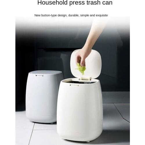 Home Push Trash Can Living Room Toilet Creative with Cover Narrow Gap Office Desk Surface Panel Wastebasket Barrel