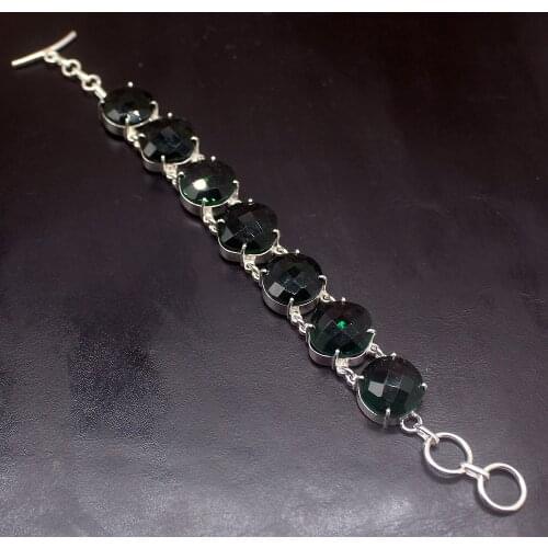 Wonderful Hot Sale Shiny GreenTopaz Color Charms Links Bracelets For Women 7.75 inch HD680