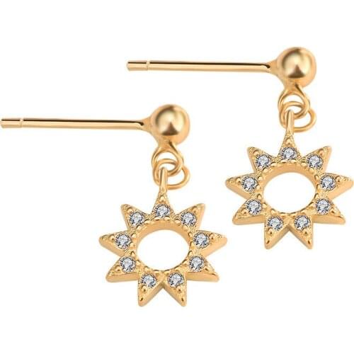 Adele 925 Sterling Silver Sun Stud Earrings Fashion Personality Circle Diamond Earrings Engagement Gift