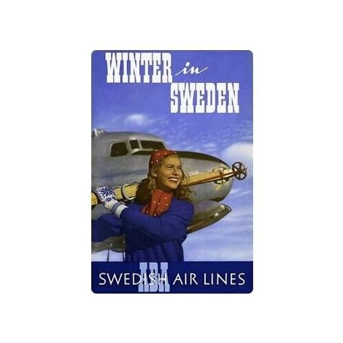 Winter In Sweden Swedish Air Lines 1940s Tour Travel Retro Vintage Poster Canvas DIY Wall Paper Posters Home Decor Gift