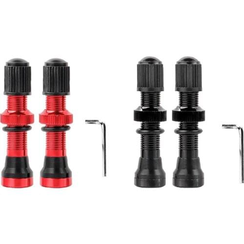 4PCS Bicycle Schrader A/V Valves 40mm CNC Machined Anodized Nipple for MTB Road Bike Tubeless Rims,Red & Black