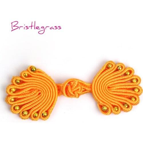 BRISTLEGRASS 5 Pair Handmade Orange Beaded Chinese Knot Buttons Frog Closures Fasteners Cheongsam Costume Tang Suit Sewing Craft