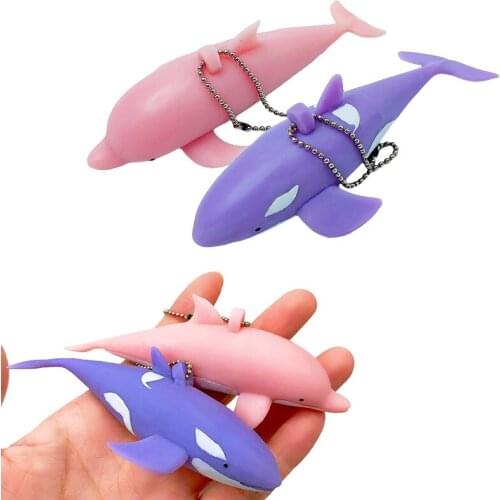 9CM Squishy Kawaii Shark Anti Stress Halloween Toys Stress Relief Stretchy Decompression Decoration Keychain For kids Adult Toys