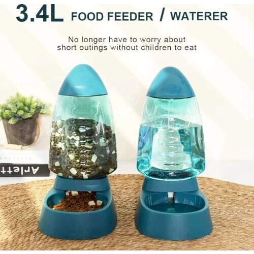 Cat Feeder Automatic Dog Waterer and Cat Food Dispenser Water Container Cats Pet Feeder and Drinker for Dogs Drinking Fountains