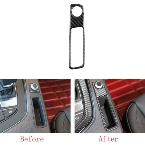 Car accessories 100% Carbon Fiber Gear Shift Side Switch Panel Cover Trim For Audi A4 B9 2017-2018 & A5 2018