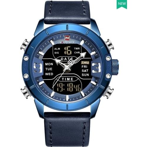 NAVIFORCE Fashion Watches Men Quartz Watch Leather Military Mens Waterproof Watches Analog Digital Male Clock Relogio Masculino