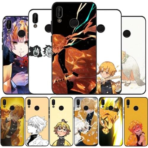 Demon Slayer Agatsuma Zenitsu black Silicone soft Phone Case for huawei P40 P30 P20 P10 Pro P9 Lite Psmart 2019 Y6 Y9 cover