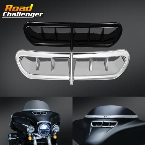 Black Chrome Motorcycle ABS Front Fairing Vent For Harley Touring Electra Street Glide 2014-2020 Outer Moto Accessories