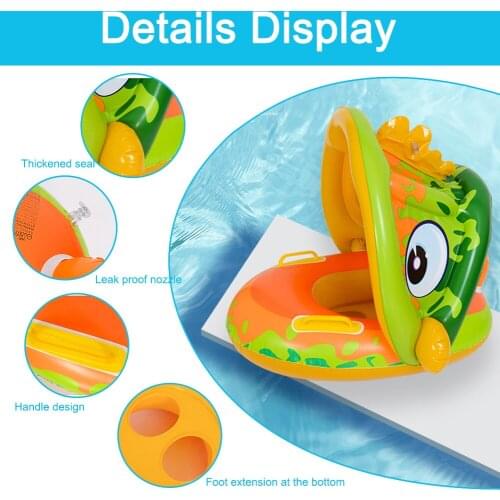 Kids Floating Pool Swimming Ring with Armrest Air Mattress Inflatable Circle Ride-On Air Mattress Water Toys Swim for Kid Adult