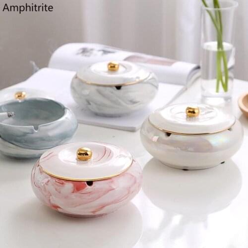 Homemade Cigar Ashtray With Creative Lid Living Room Big Office Office-proof Portable Ashtray Ceramic For Boyfriends