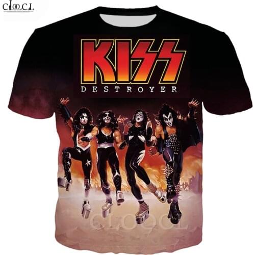 Rock Kiss Metal Band T Shirt Womens Mens 3D Print Classic Fashion Short Sleeve Tops Streetwear Star Sweatshirt Couple Wear