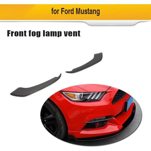 Glossy Black Front Fog Lights Lamp Fins Vents Fender for Ford Mustang 2015 2016 2017 Carbon Fiber