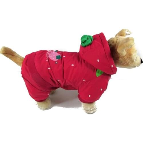 Red Small Pet Dog Clothes Warm Coat Small Dogs Windbreaker Coat Hooded Winter Warm Puppy Cat Apparel Fashion Pet Jacket