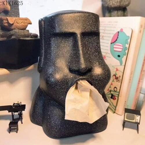 Creative Stone Man Tissue Box Easter Table Decoration Resin Abstract Character Removable Tissue Box Storage Container Home Decor