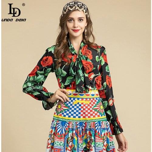 Блузки с принтом LD LINDA DELLA China At AliExpress