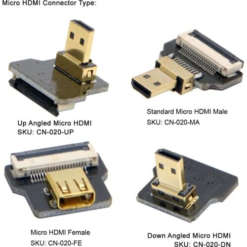 CYFPV Micro HDMI-compatible Type-D Male Connector Standard Straight for FPV HDTV Multicopter Aerial UP Angled Down Angled USA