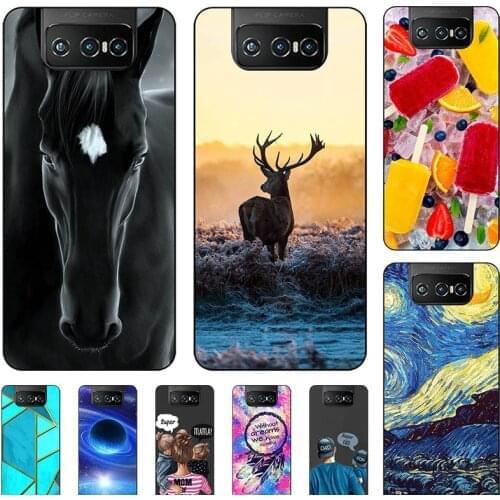 Fashion Bumper Cute Case For Asus Zenfone 7 ZS670KS 7 Pro ZS671KS Case Soft Silicone Cat Horse Flower Cover Back Shell