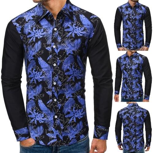 Autumn and Winter New Mens Floral Printed Shirts Male Slim Fit Long Sleeve Shirts Men Trend Brand Clothing Social Street Shirt