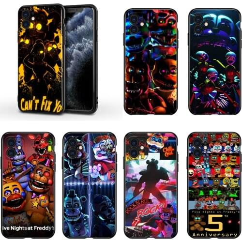 Cartoon Teddy Bear Five Nights Game For Apple iPhone 13 12 11 Mini XS XR X Pro MAX SE 2020 8 7 6 5 5S Plus Black Soft Phone Case