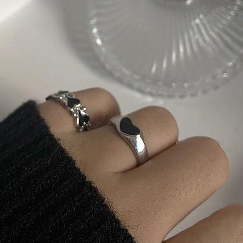 Heart Ring Set Dark Gothic Y2K Punk Rings Candy Color Wholesale Jewelry Hand-painted Knuckle Rings for Women Ins 2021 New Trendy