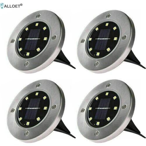 Solar Ground Lights 8 LED Solar Garden Lights Waterproof Outdoor Solar Disk Lights for Pathway Yard Walkway Patio Lawn Path