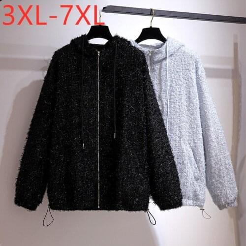 New 2021 Ladies Spring Autumn Plus Size Hoodie Jacket For Women Large Long Sleeve Loose Pocket Zipper Coat 3XL 4XL 5XL 6XL 7XL